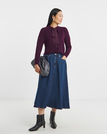 Mulberry Woven Tie Neck Cardigan