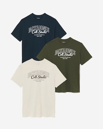 Jack & Jones Makoto Logo T-Shirt 3 Pack - Multi