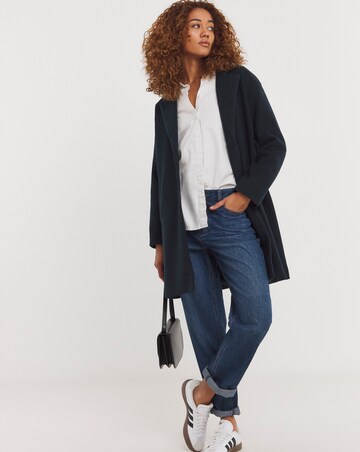Navy Button Front Lined Value Coat