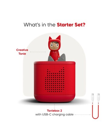 Toniebox 2 Sunset Red Starter Set and 2 Peppa Pig Audio Characters Bundle