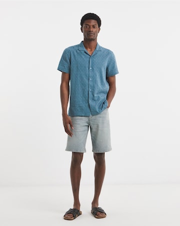 Pointelle Jacquard Revere Collar Shirt