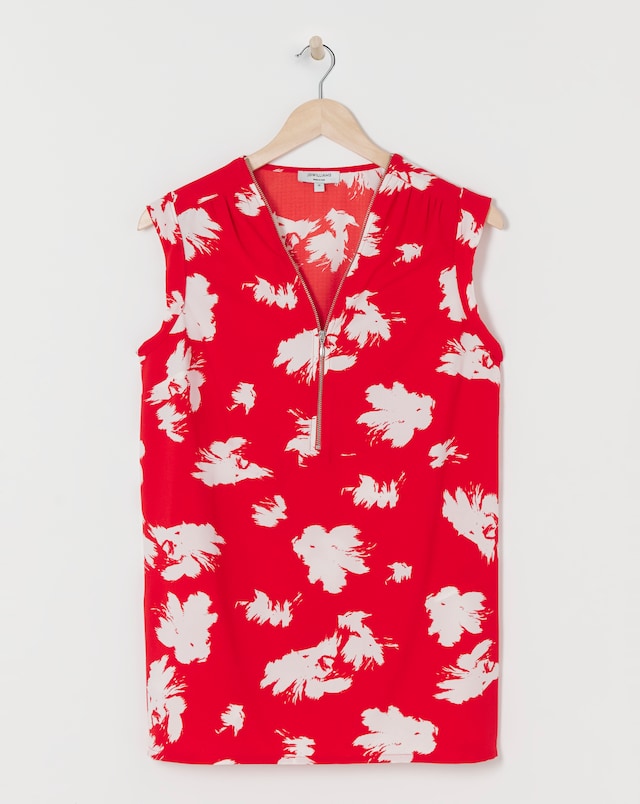 Printed Zip Front Top