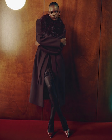 Mango Dark Red Leather Effect Coat