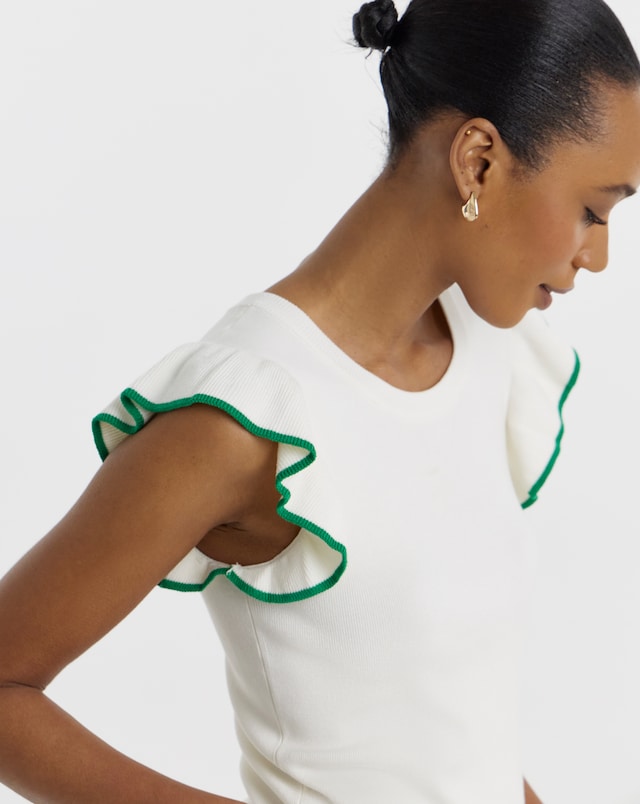 JDY Adele O-Neck Frill Top Knit