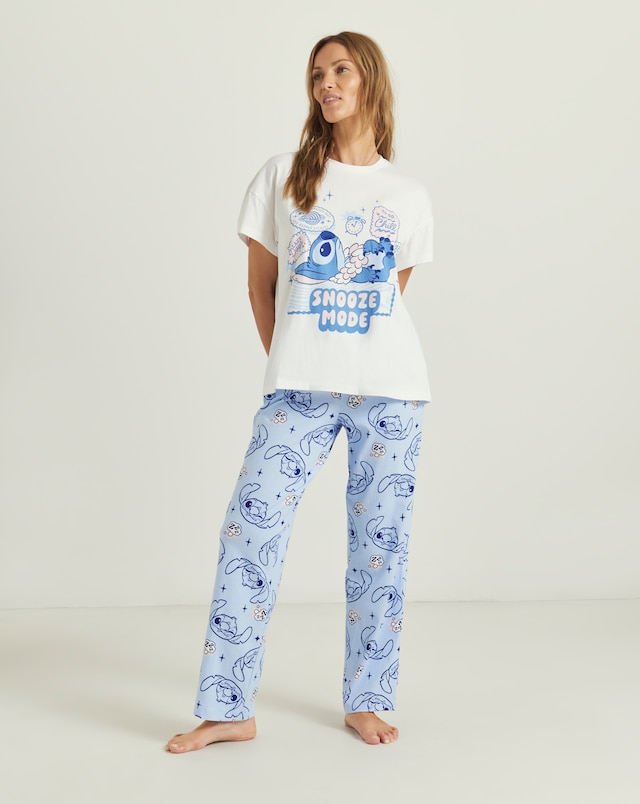 Stitch Snooze Mode Graphic Cotton Pyjama Set