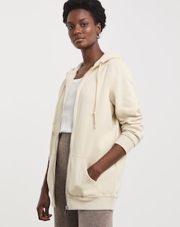 Oatmeal Longline Zip Hoodie