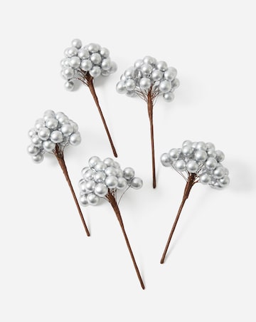 Silver Berry Picks - Set of 5