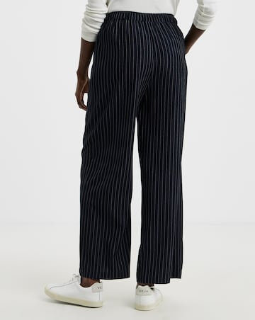 Soft Pull On Navy Pinstripe Wide Leg Trousers