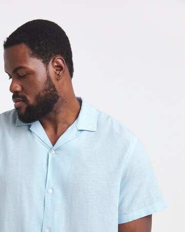 Jack & Jones Breeze Linen Blend Resort Shirt - Blue