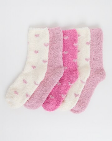 Pretty Secrets (5 Pair Pack) Fluffy Socks Hearts