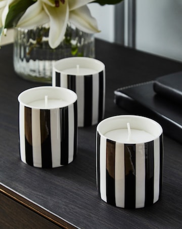 Joanna Hope Set of 3 Striped Ceramic Candles Giftset