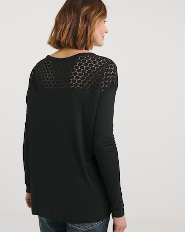 Black V Neck Lace Back Top