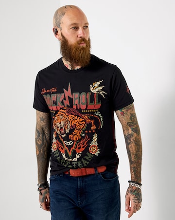 Joe Browns Elevated Tiger Rock and Roll T-Shirt - Black