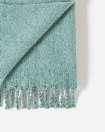 Faux Mohair Fringed Throw - Green
