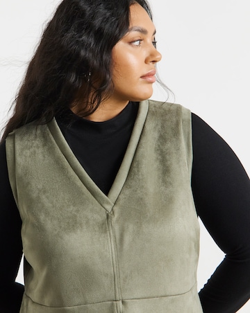 Simply Be Khaki Suedette Pinafore Dress