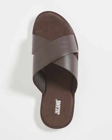 Smooth Leather Cross Over Sandal Wide