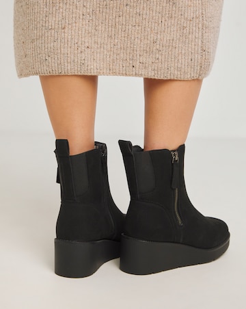 Rene Zip Detail Wedge Ankle Boots - Extra Wide Fit (EEE)