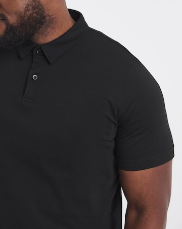 Pure Cotton Jersey Polo Long Length- Black