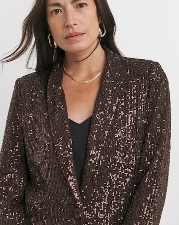 Chocolate Sequin Relaxed Blazer