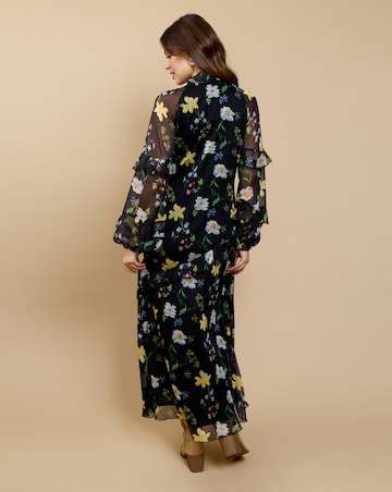 Little Mistress Floral Frill Midaxi Dress