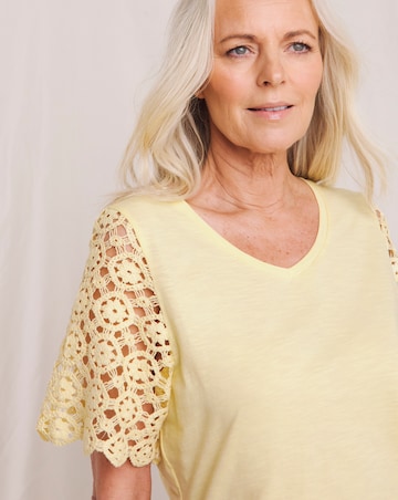 Julipa Pure Cotton Crochet Sleeve T-Shirt