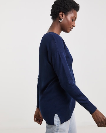 Navy Slouchy V Neck Tunic