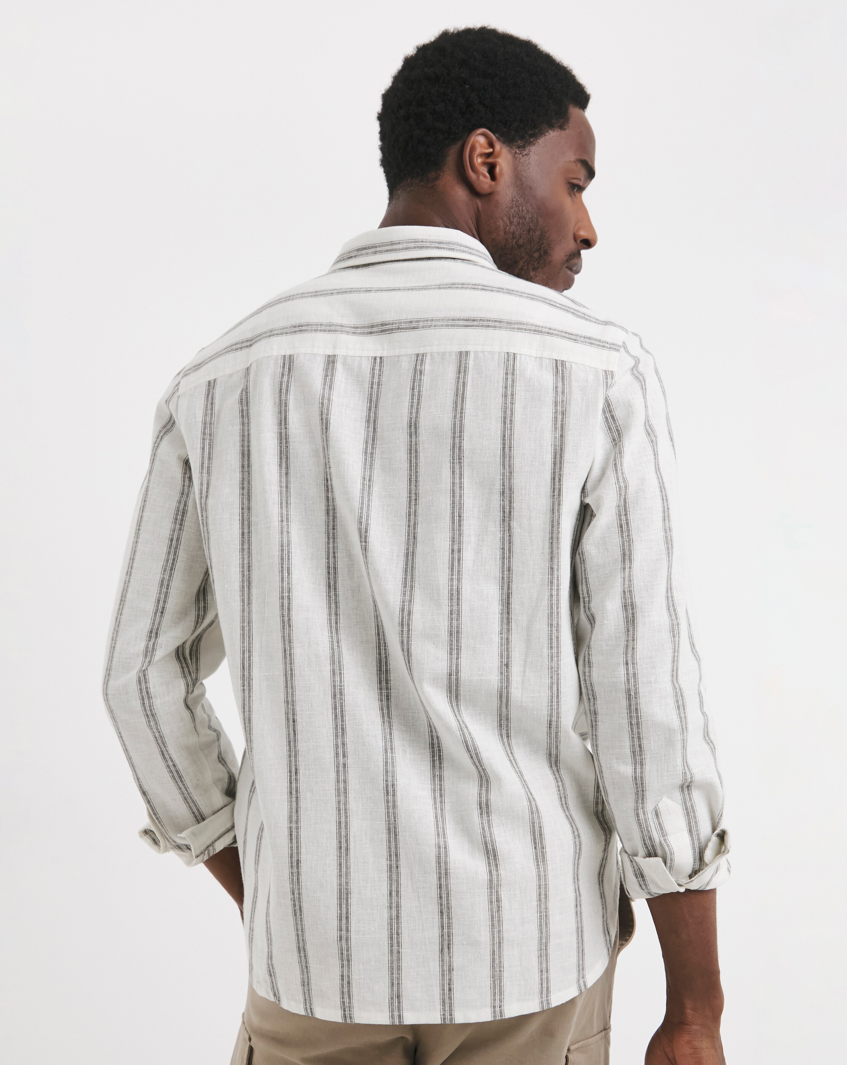 Long Sleeve Linen Blend Stripe Shirt | JD Williams