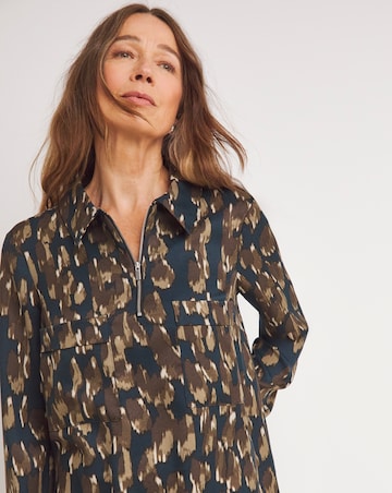 Long Sleeve Zip Collared Dress