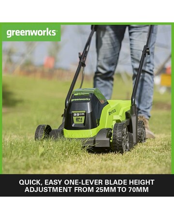 Greenworks 24V 33cm Cordless Brushless Lawnmower (4AH Battery & 2A Charger)