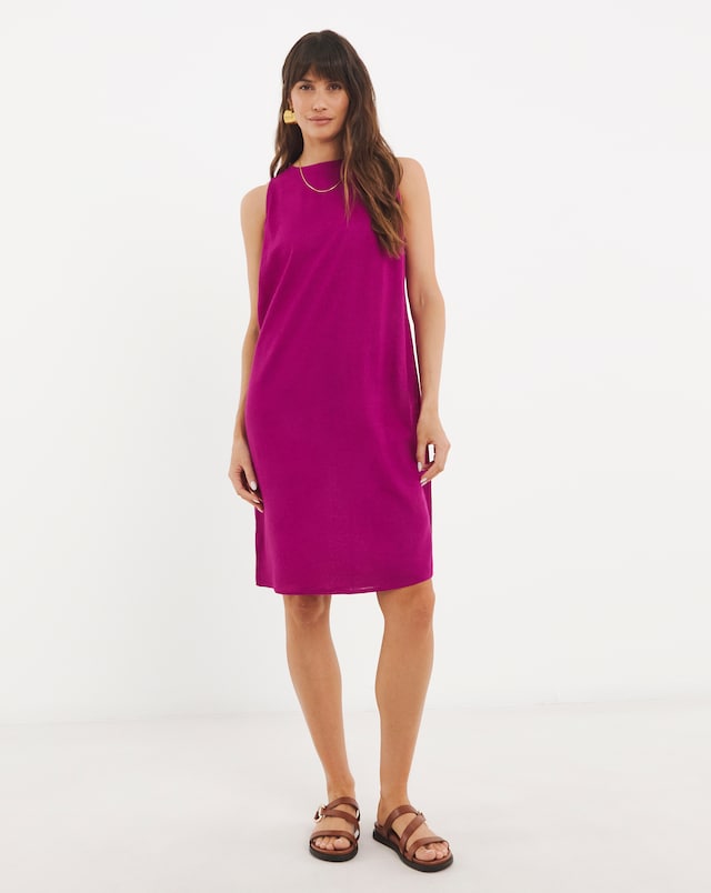 Linen Mix Sleeveless Shift Dress