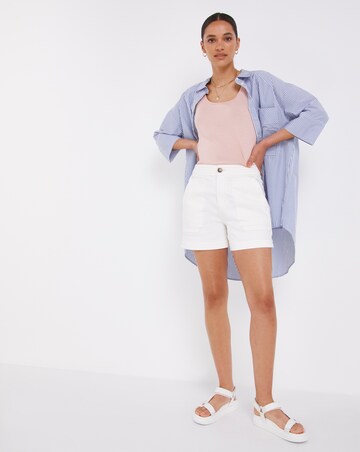Warm White Smart Denim Shorts