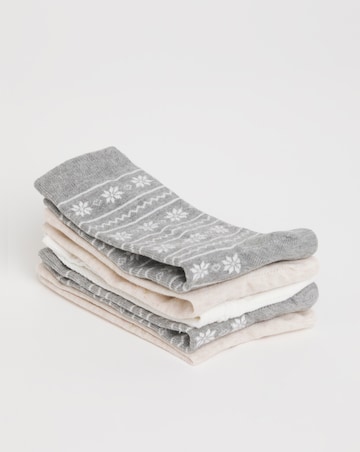 Pretty Secrets (5 Pair Pack) Ankle Socks (Wide Fit) Snowflake