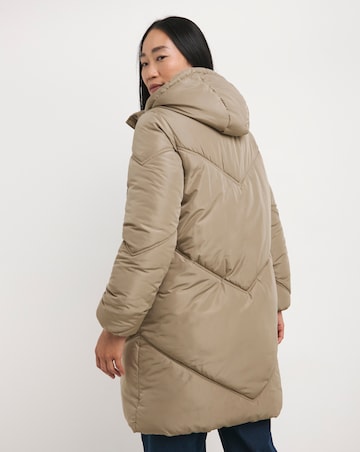 Taupe Mid Length Padded Coat