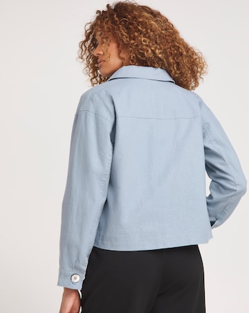 Denim Blue Linen Utility Jacket
