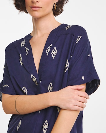 Printed Linen Mix Tunic Top