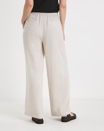 Stone Linen Mix Wide Leg Trouser