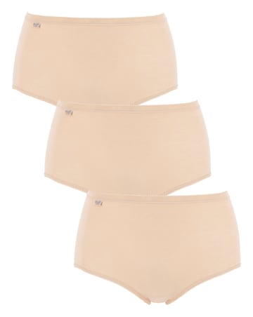 Sloggi 3 Pack Cotton Basic Maxi Knickers, Black, Skintone or White