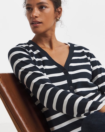 Stripe V-Neck Jersey Cardigan
