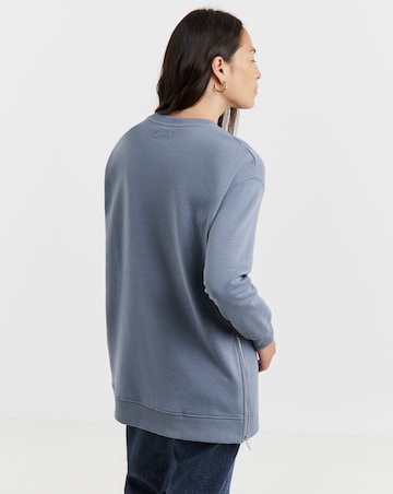 Side Zip Longline Sweatshirt