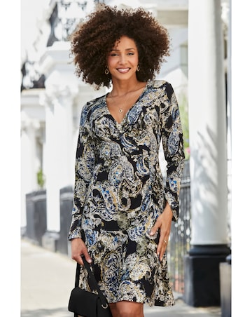 Sosandar Black Paisley Mini Dress