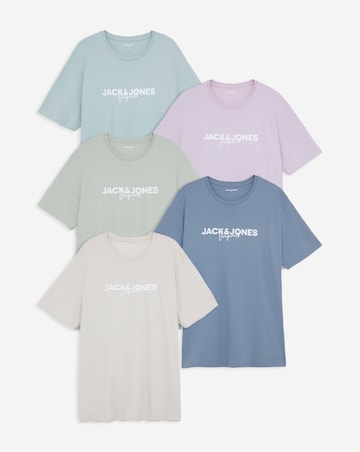 Jack & Jones Summer Logo T-Shirt 5 Pack - Multi