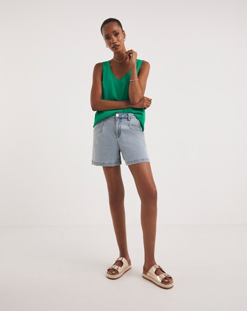 Green V Neck Woven Vest