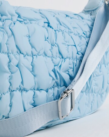 Blue Nylon Popcorn Quilt Crossbody Bag