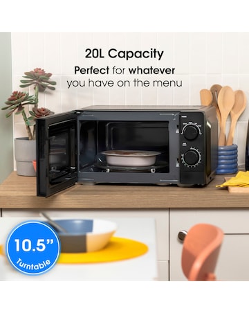 Abode 20 Litre Black Manual Microwave