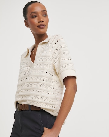 Crochet Collar Short Sleeve Jumper