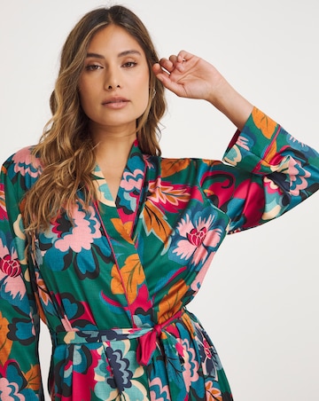 Stretch Satin Floral Maxi Length Gown