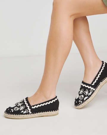 Simply Be Jenner Embroidered Espadrille Shoes - Extra Wide Fit (EEE)