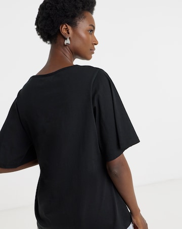 Embroidered Yoke Longline Top