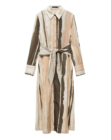 Mango Zoey Tie-Dye Stripe Midi Shirt Dress