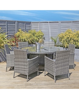 Charles Bentley 6 Seater Round Rattan Dining Set